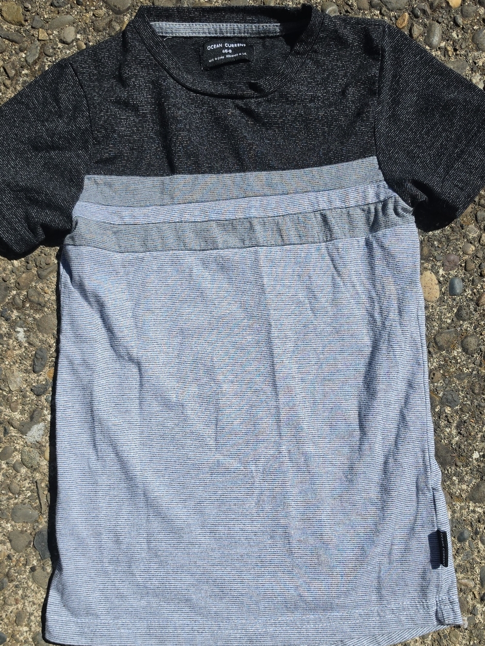 Ocean Current Contrast Knit Tee - Black & Light Blue Stripes